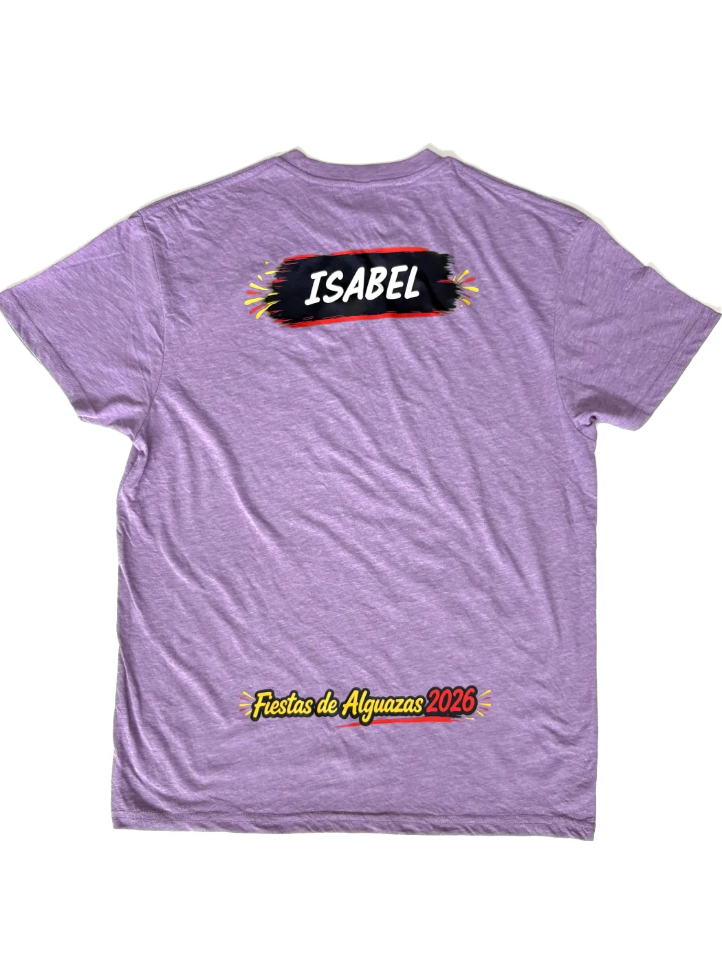 Camiseta lila personalizada con nombre para las fiestas de Alguazas